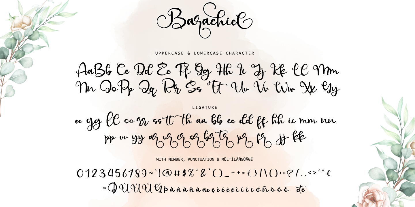 Beispiel einer Barachiel Alternate Regular-Schriftart